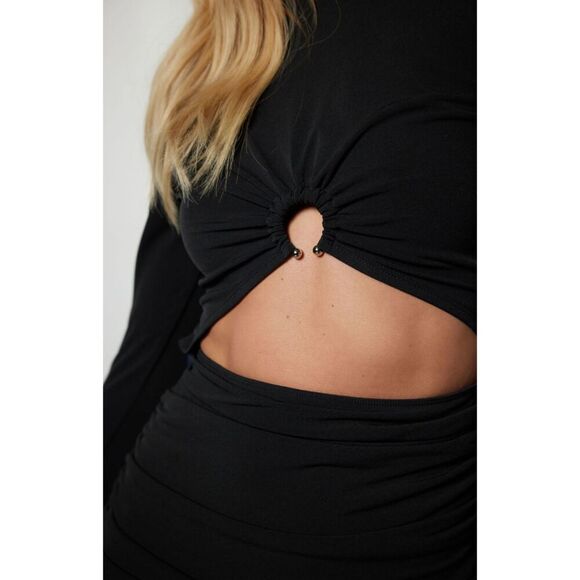Dynamite KGMTL EDIT | Long Sleeve Front Ring Midi Dress Size Small - Picture 3 of 10